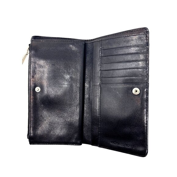 Michael Kors Aster Studded Wallet Bifold Checkbook Black Smooth Leather EUC - Picture 6 of 9